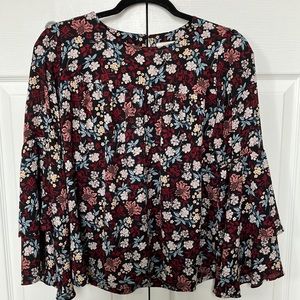 LOFT floral bell sleeve blouse.